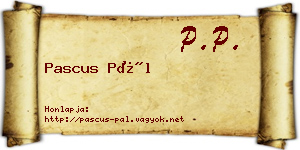 Pascus Pál névjegykártya
